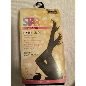SPANX Star Power Center Stage Patterned Shaping Tights Size E Ribbed Row  -NEW